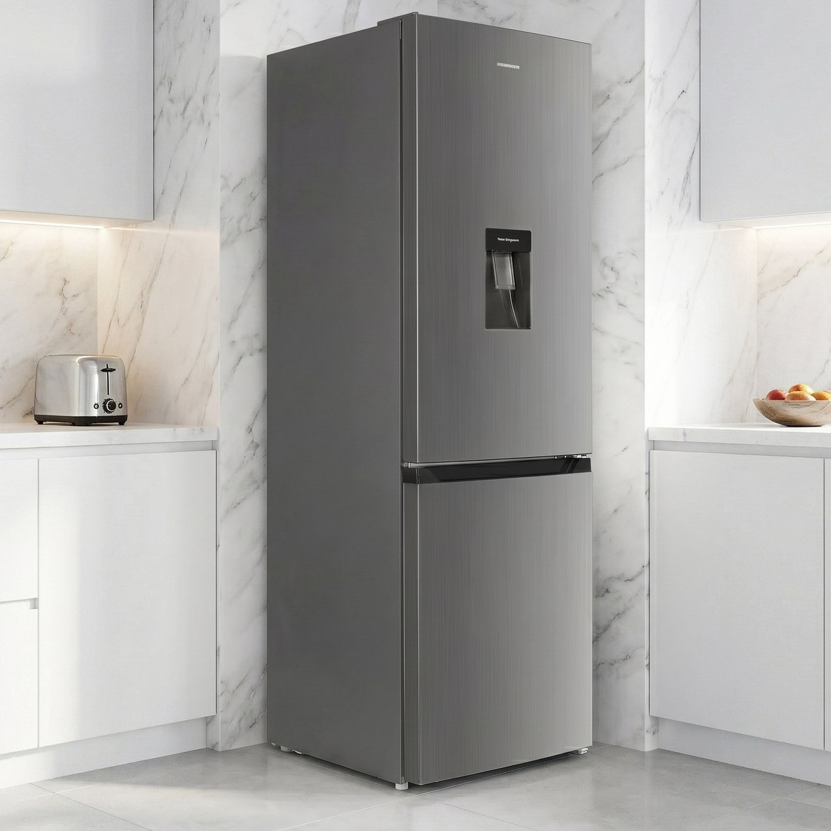 Heinner HCNF-HM291XWDE++ Koel-vriescombinatie met Waterdispenser – 291 L – Total No Frost – Elektronische Temperatuurregeling – Zilver – 5 Jaar Garantie — afbeelding 6