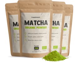 Cupplement Matcha Poeder Biologisch Combideal 4x 90 gram - Thee - Matcha Poeder - Matcha whisk matcha set - 90 dagen voorraad per zakje