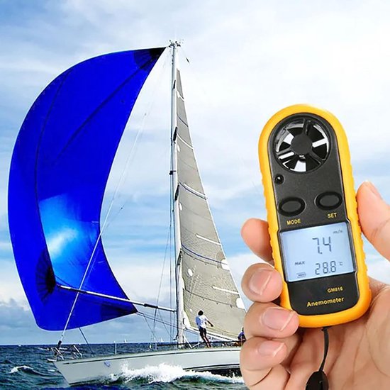 Windsnelheid Meter - Anemometer Windsensor - Luchtstroom Meten - Digitale LCD met achtergrondverlichting - 0-30 m/s - Oranje — afbeelding 3