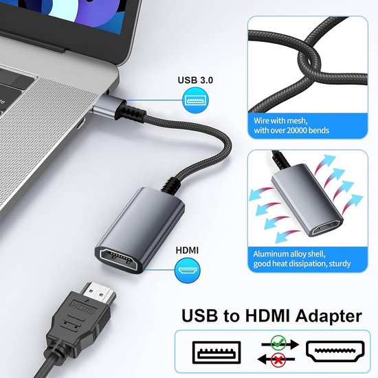 USB 3.0 naar HDMI Adapter voor Externe Monitor — afbeelding 4