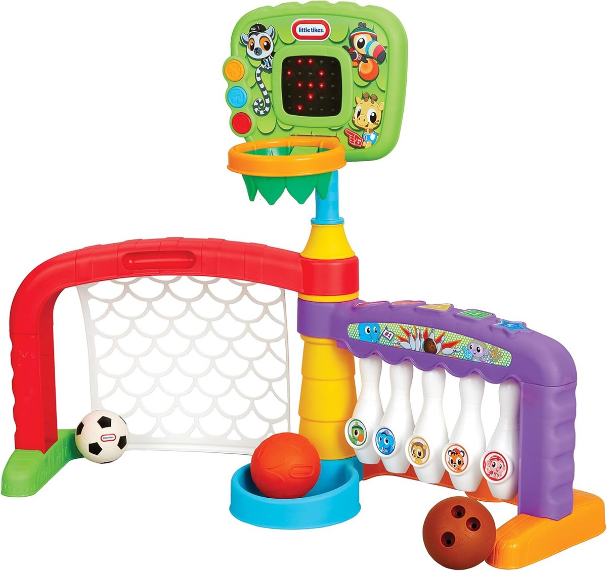 3-in-1 Speelzone voor Kinderen: Basketbal, Voetbal en Bowlen