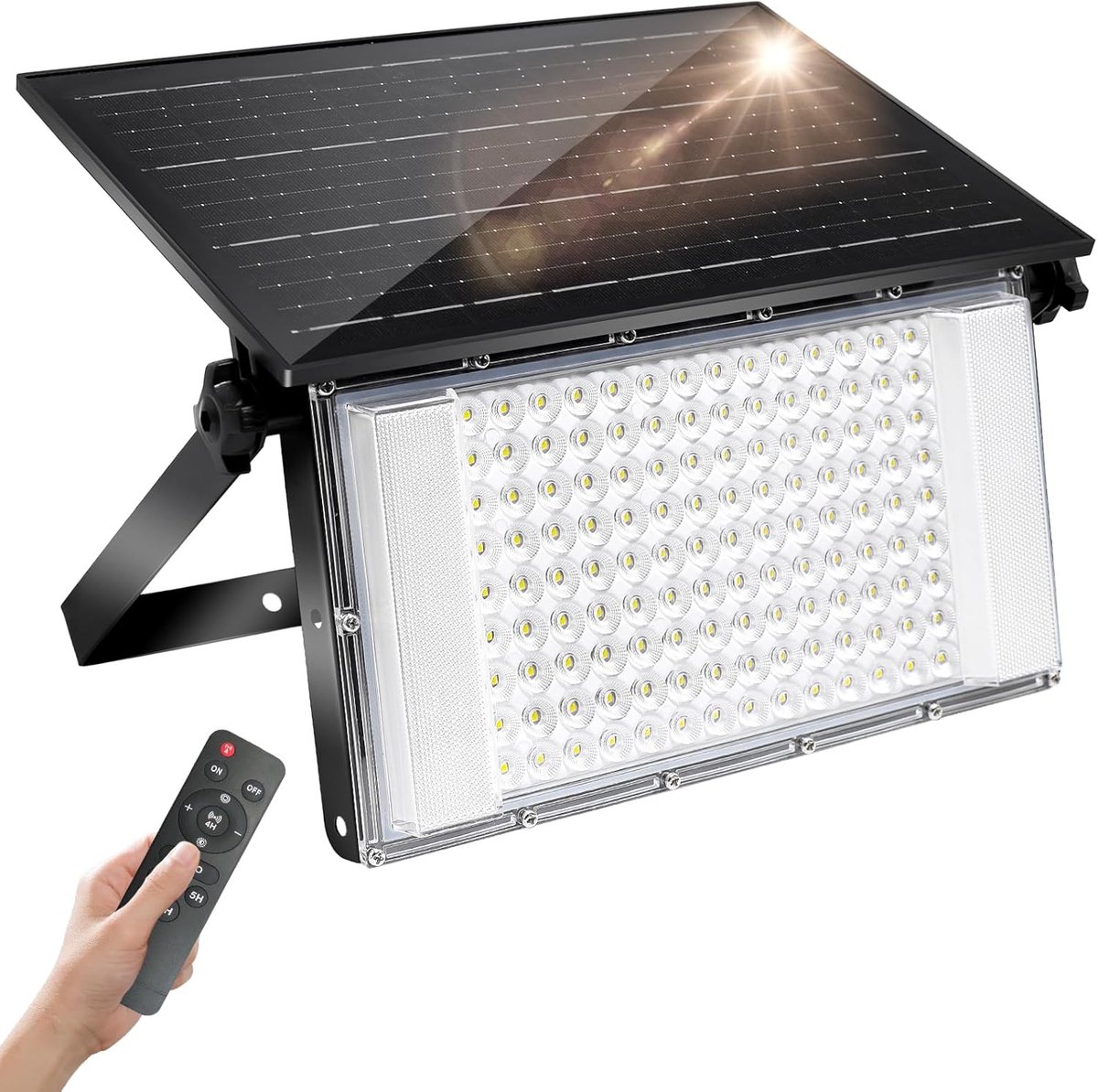 Led Solar Schijnwerper met Bewegingssensor - 150W Equivalent - Waterdicht - Afstandsbediening