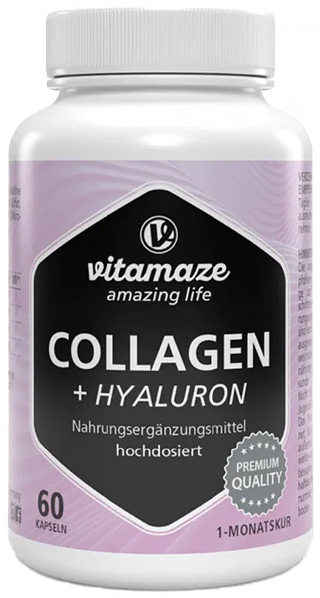 Vitamaze Collagen 300 mg + Hyaluronic Acid 100 mg High Dosage suplement diety kapsułki z kolagenem 60 caps.