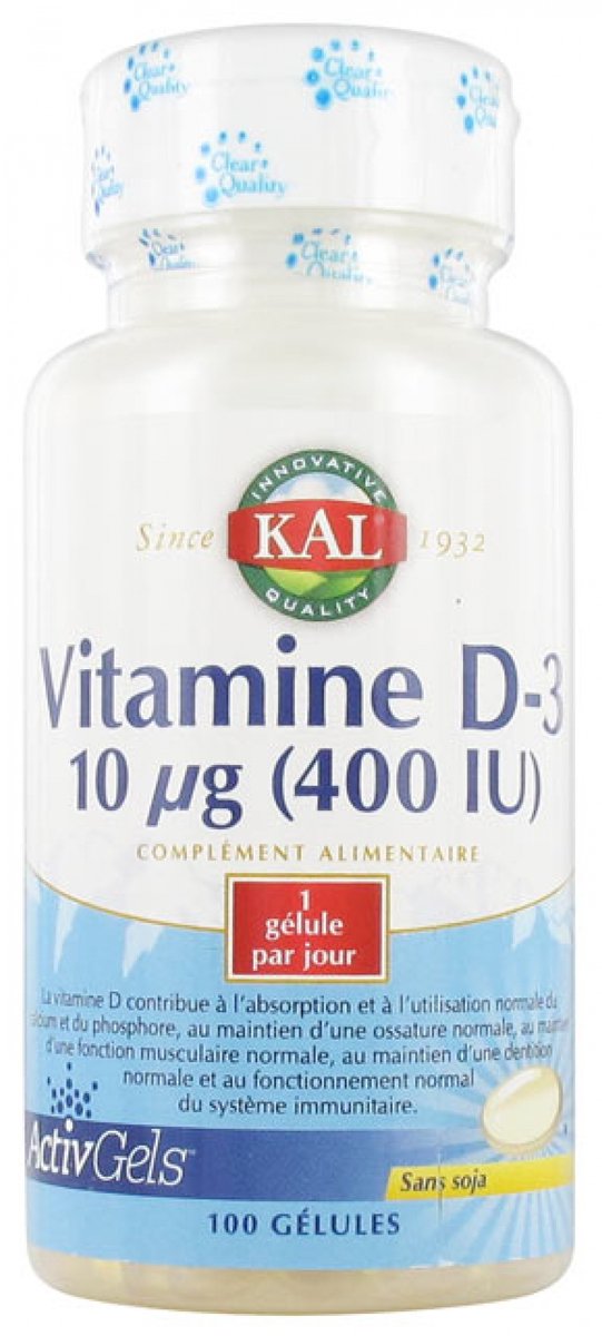Kal Vitamine D-3 10 µg (400 IU) 100 Capsules
