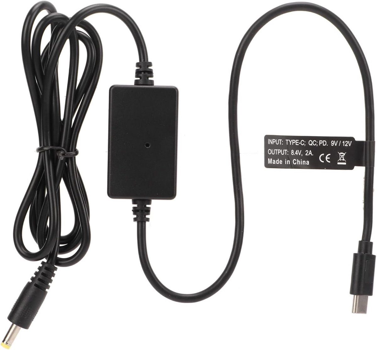 USB-C naar DC 8.4V Stroomkabel 1.36m 9V/12V 2A voor Monitor en Camera