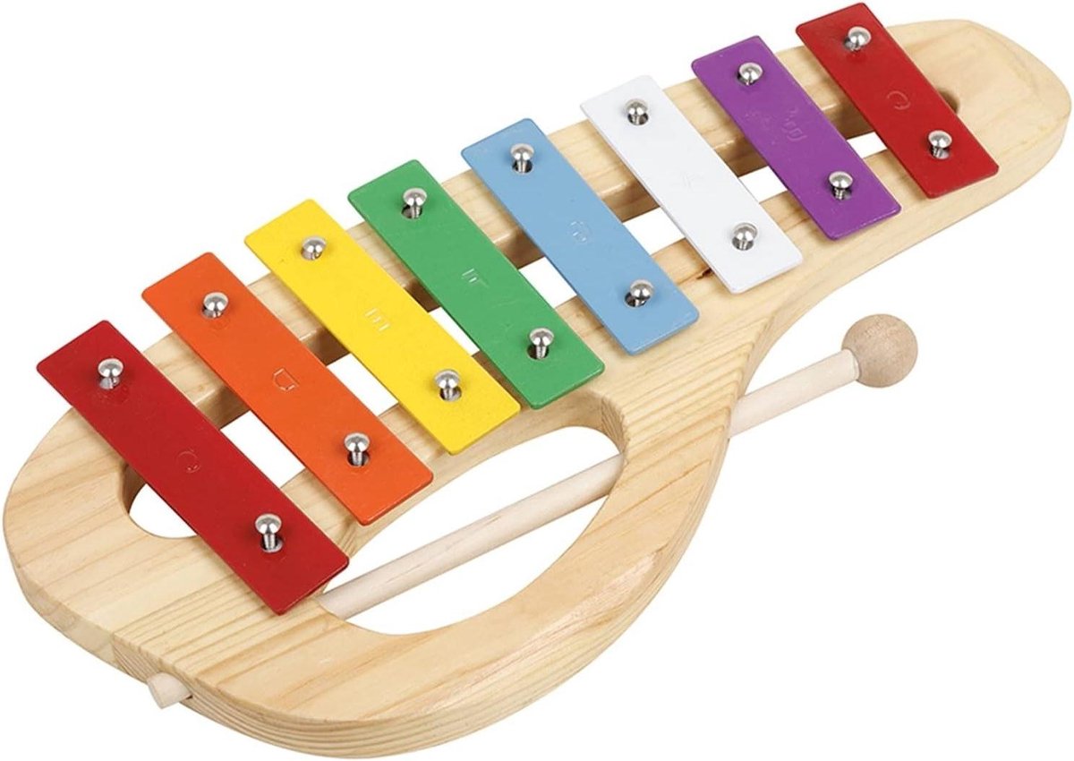 Xylofoon 8 Noten - Muziekinstrument Klokkenspel - Muzikale Ontdekking - Esdoornhout Constructie - 31.5 cm Lengte - Multicolor