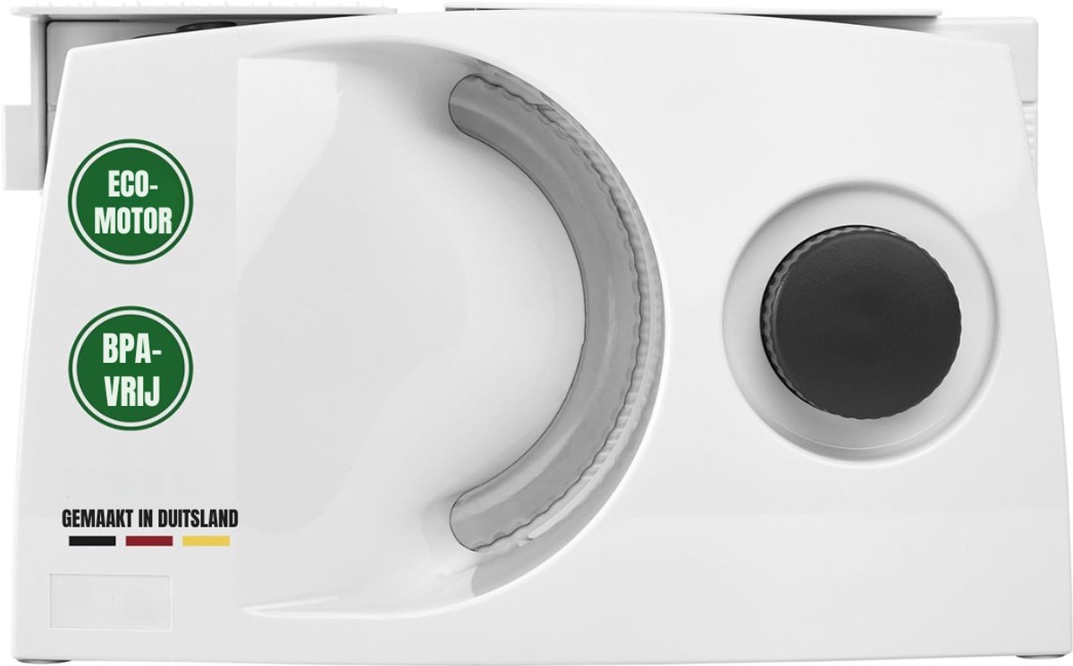 QIN® Vleessnijmachine - Snijmachine Allessnijder -Vleessnijmachine Voor Thuis - Multifunctionele Snijmachine met ECO Motor - 34x26x21cm - Wit - 34cm x 26cm x 21cm