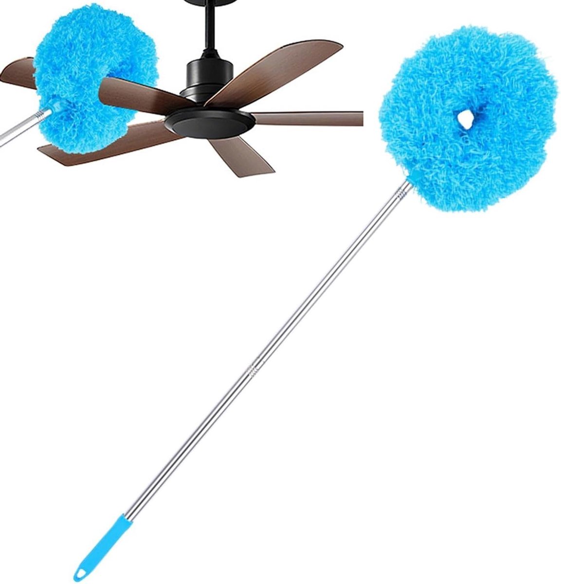 Plafondventilator Stofdoek - Telescopische Stofveger Reiniger - Stof Verwijderen - Hoekig Ontwerp - 40 tot 320 cm - Grijs