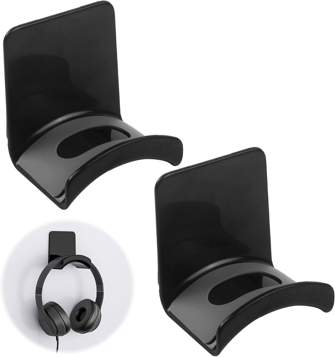 Praktische wandhouder voor gaming headsets en oordopjes met sterke kleefband - Set van 2, ideaal voor gamers en audiofielen