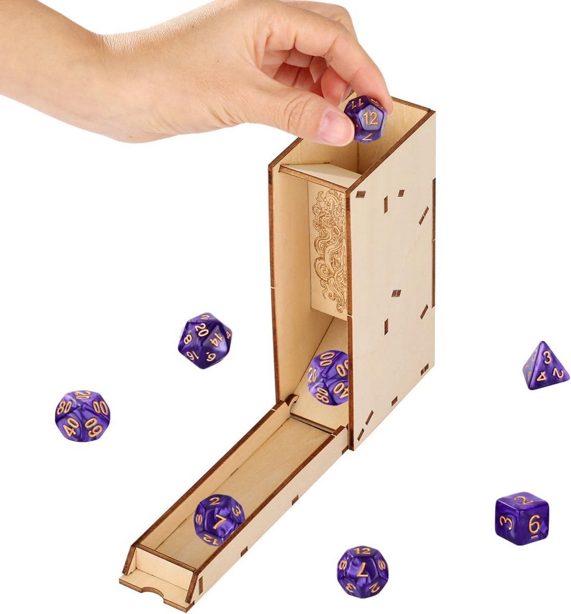 Inklapbare Houten Dobbelstenen Toren voor RPG en Tafelspellen - Draagbaar en Opvouwbaar