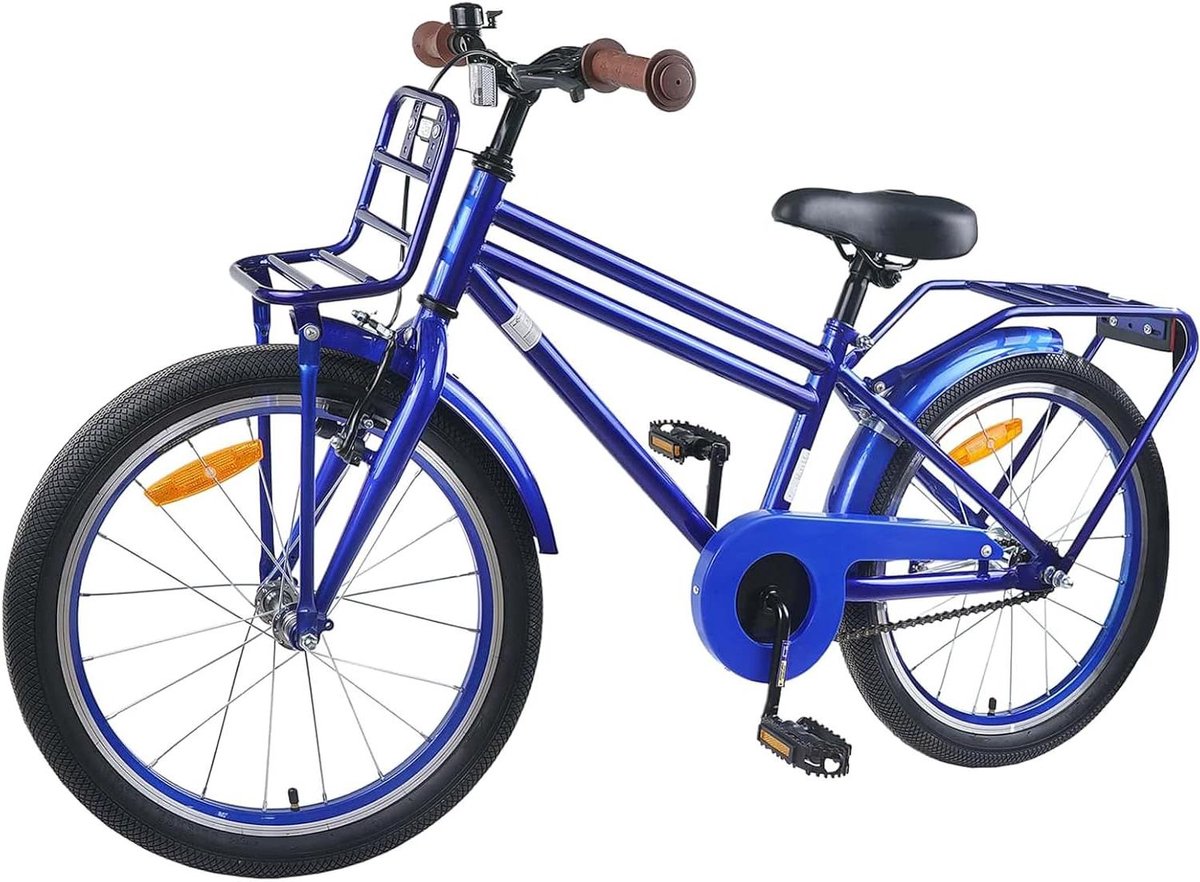 Kinderfiets - Jongensfiets Meisjesfiets - Veilig Buiten Spelen - Stalen Frame Terugtraprem - 18 Inch - Donkerblauw