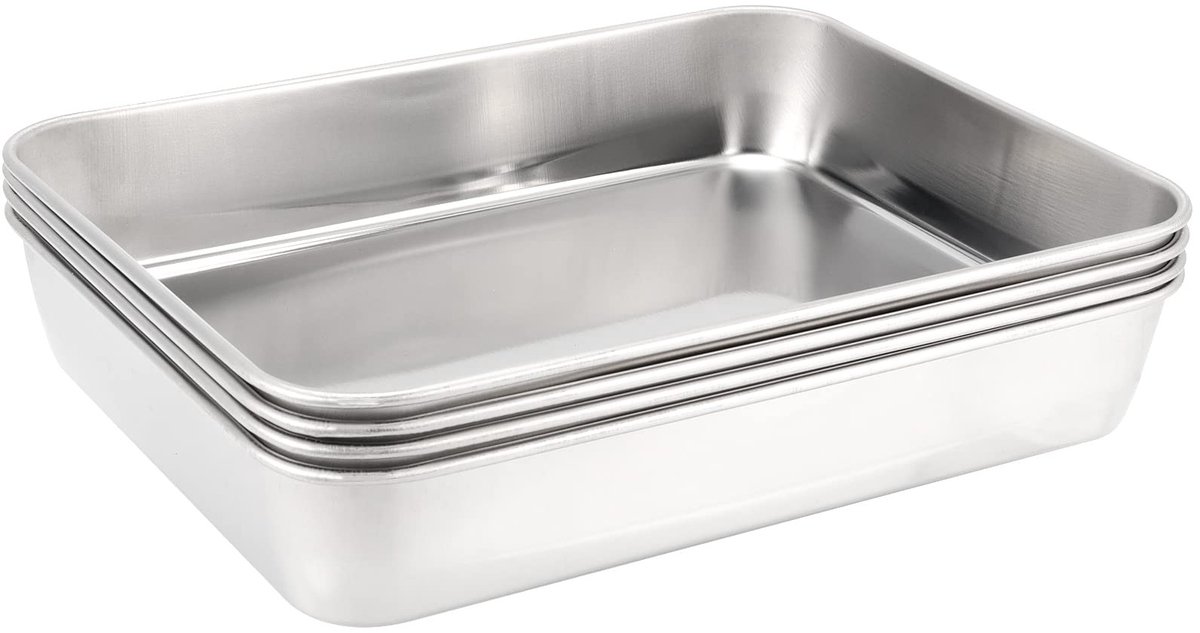 MTTproducts- Bakplaat Mini - 4 Stuks - Roestvrij Staal - 23 x 17 x 5 cm - Antiaanbaklaag - Geschikt voor Oven - Ideaal voor Taarten/Pizza/Koekjes - Ovenbak