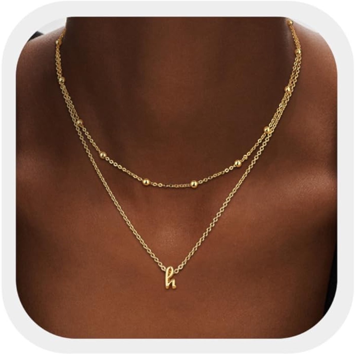 MTTproducts- Halsketting Goudkleurig - Gepersonaliseerde Initialen - Damesketting - Cadeau voor Verjaardag - Uniek Design - 18 K - Letterketting