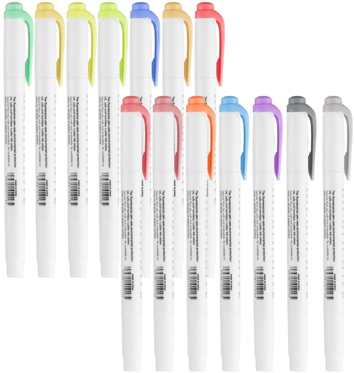 MTTproducts- Markeerstiften Set van 15 - Pastelkleuren - Dubbele Punten - Beitel/Fijne Punt - Waterbasis - Sneldrogend - Markeerstift