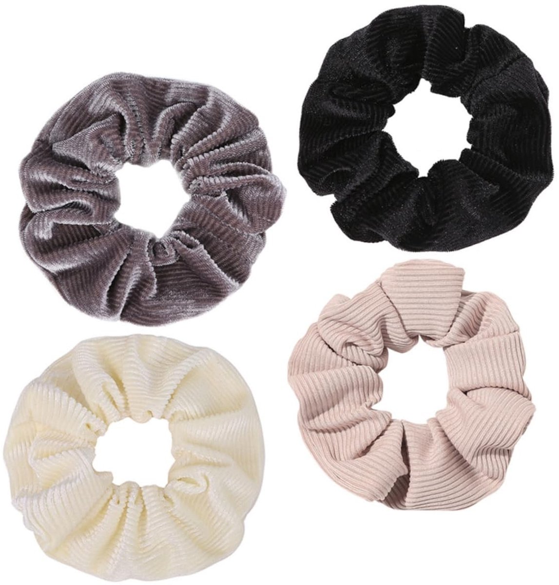 Cosensi- Haarelastiekjes 4 stuks - Corduroy Scrunchie - Decoratieve Haaraccessoires - Elastische Haarbanden - Uniek Design - Elegante Kapsels - Haarband