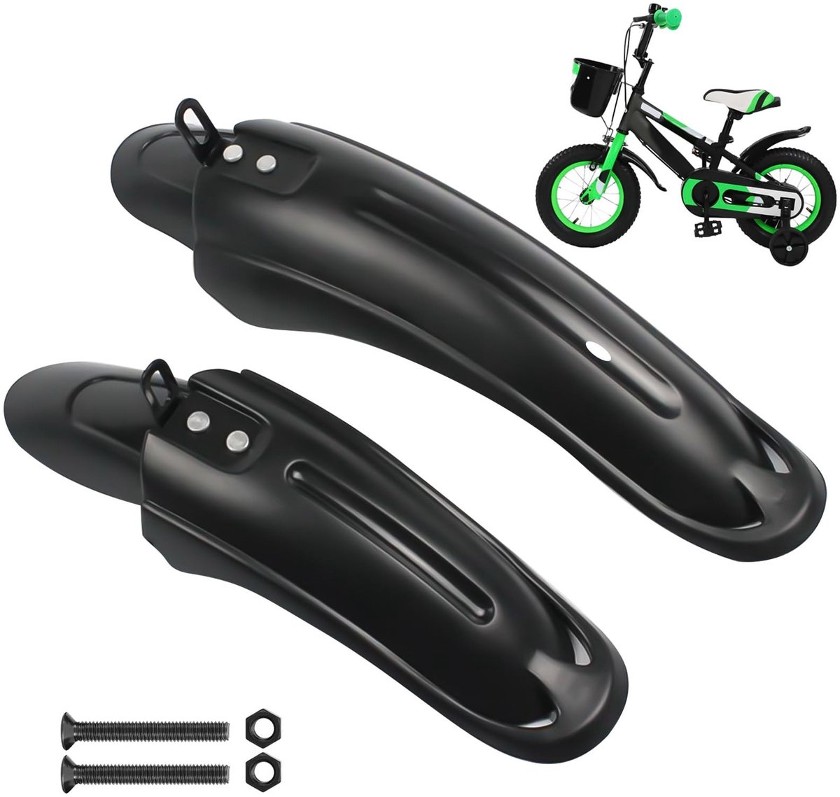 Cosensi- Mudguard Set - Duurzaam Plastic - Voor Fietsen 30,5 cm - Spatbescherming - Voor/achter Fender - Zwart - Flexibel en Sterk - Fenders