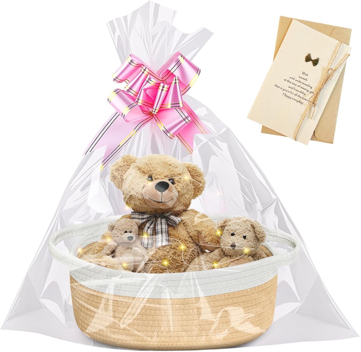 Cosensi- Geschenkmand Leeg - Gevlochten Mand - Cadeau Mandje - Presentmand - Voor Verjaardag/Bruiloft - Geschikt voor Babyshower/Kerstmis - Cadeaumand