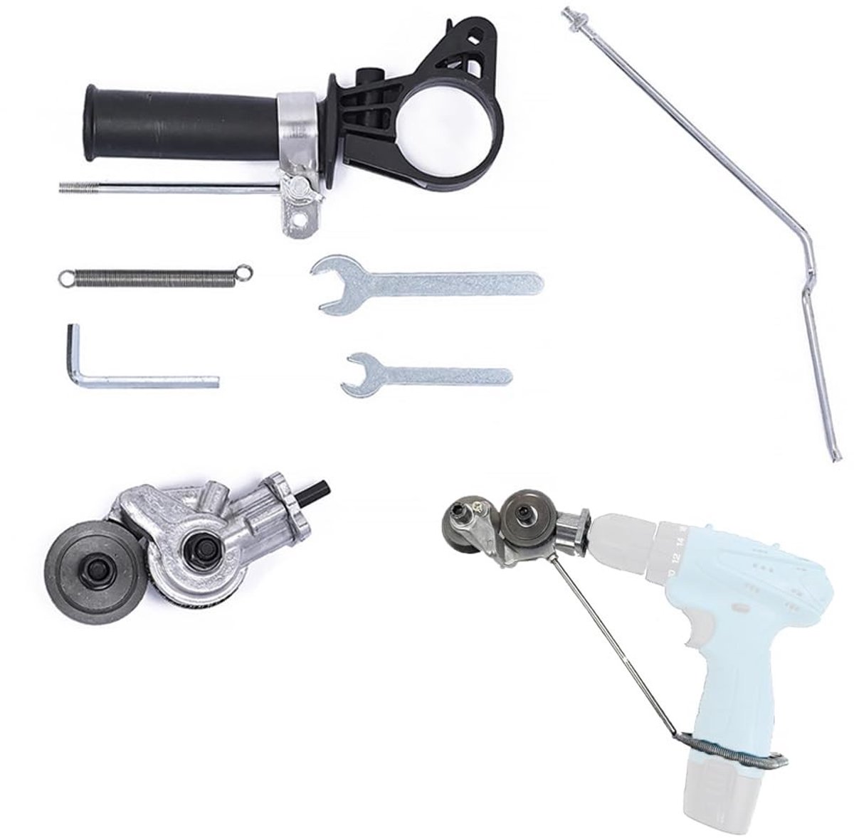 Cosensi - Plaatsnijder Adapter voor Elektrische Boor - Metalen Shear Head voor IJzer Snijden - Duurzaam en Sterk - Geschikt voor 1500-3000 RPM - Id...