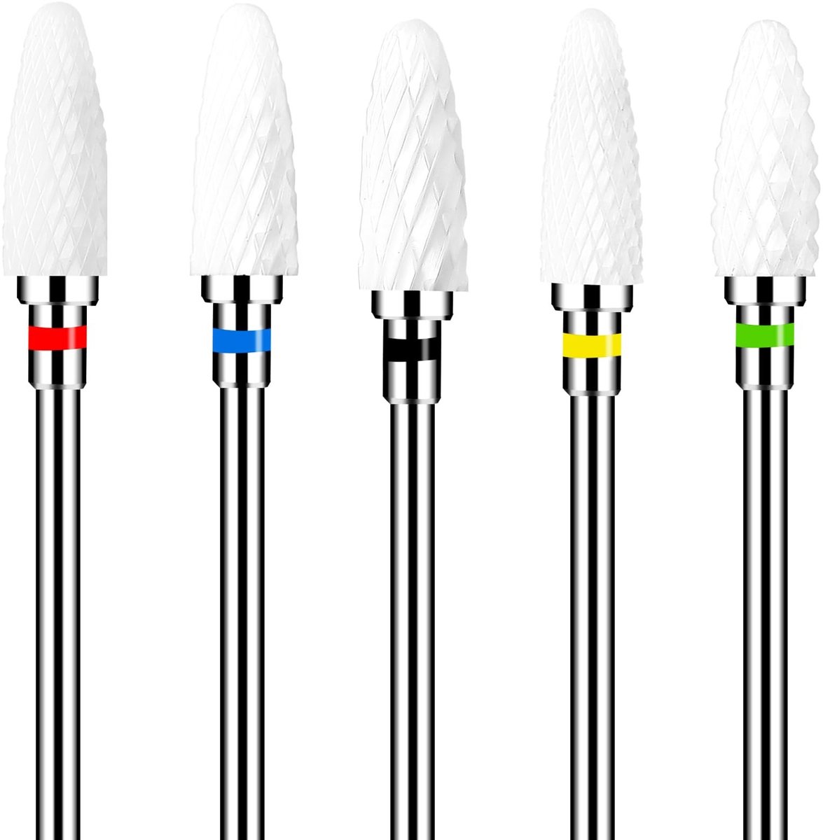 Cosensi- Nagelboorset 5 Stuks - Professionele Keramische Bits - Maïsvorm - Roestvrij Staal - Handig voor Slijpen - Lengte 5 cm - Nagelbits