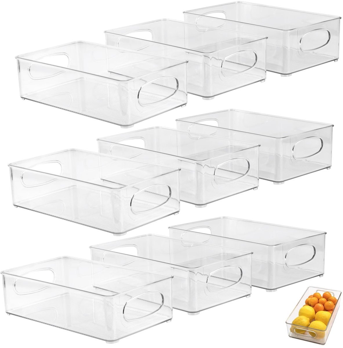 Cosensi- Koelkast Organizer Set van 9 - Opbergbakken - Stapelbaar - Koelkast Bewaardozen - Koelkast Organizers - PET Materiaal - Stabiliteit - Koelkast Opbergdozen