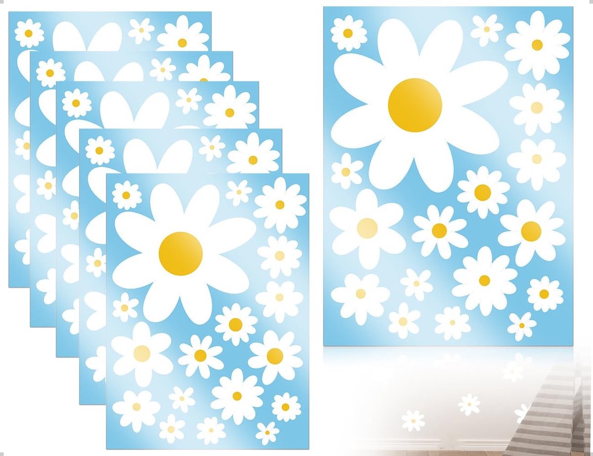 Cosensi- Muurstickers 90 Stuks - Daisy Muurstickers - Wanddecoratie Kinderkamer - Wanddecoratie Babykamer - Wanddecoratie Minimalistisch - Duurzaam Vinyl