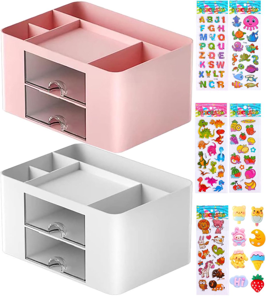 Cosensi- Bureau Organizer Hoogwaardige Kunststof - Bureau Organizer met Lades - Pennenbakje - Vakken - Ruimtebesparend - Afmetingen 19.5 x 14 x 10 cm - Bureauhouder