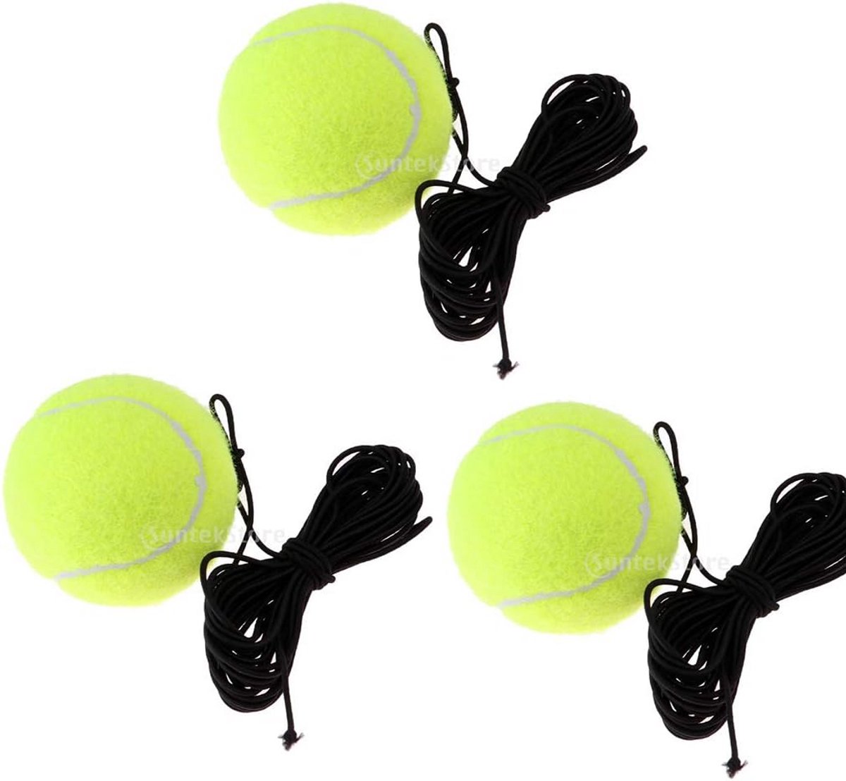 3x Tennis Training Rebounce Ball met Touw - Fluorescerend Groen - Zelfstudie en Practicum