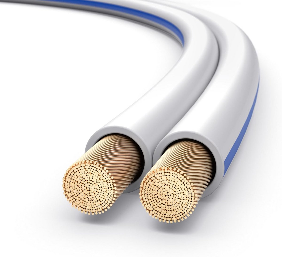 Luidsprekerkabel 10m Wit 2x 4,0mm² Zuiver OFC Koper Hoogwaardige Geluidskwaliteit