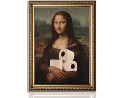 Grappige Mona Lisa Badkamer Kunst Canvas - Vintage Toilet Muurdecoratie & Poster