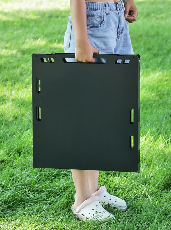 Opklapbare barbecuetafel met licht onderstel geschikt voor buitengebruik afmetingen 104*48*50 cm draagbare campingtafel lichtgewicht metalen barbecuetafel met handvat geschikt voor kamperen picknicks en barbecueën zwart — afbeelding 3