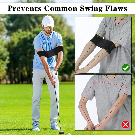 Golf Swing Armband - Elastische Trainingband voor Armbeweging en Lichaamssynchronisatie - Verstelbare Correctieband voor Gecontroleerde Slagen - 2 stuks Zwart van GOLF — afbeelding 2