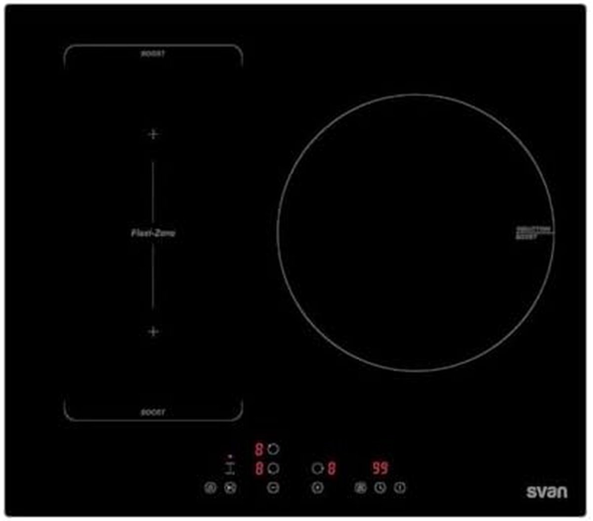 Inbouw Inductiekookplaat Zwart Glas 3 Zones Touchbediening & Turbo Functie