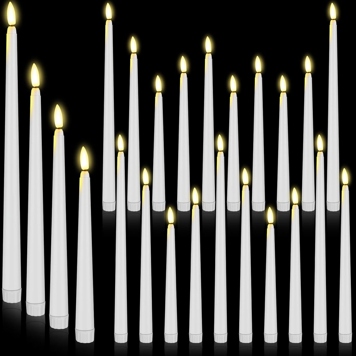 LED Kaarsen - Elektrische Kandelaars - Sfeer Creëren - Verschillende Maten - 24 Stuks - Wit