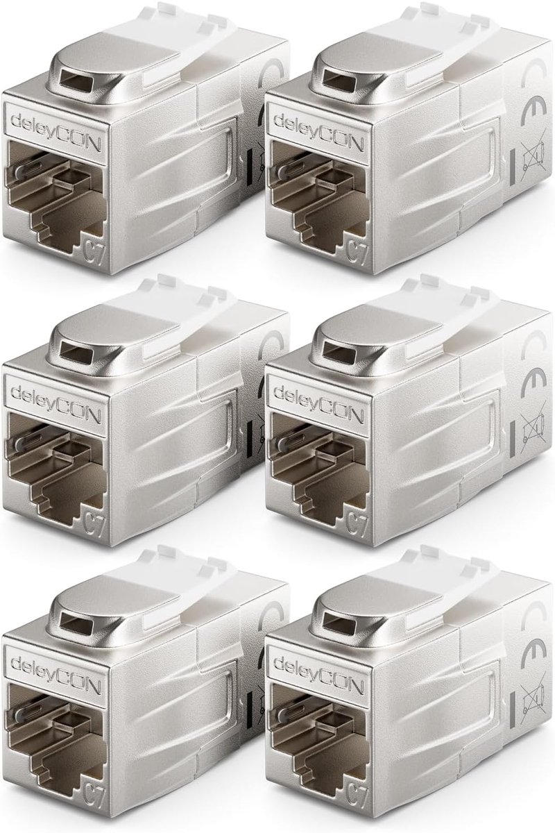 CAT 7 Keystone Koppelstuk, 2x RJ45 Connector voor 10Gbps LAN & Ethernet Kabelverlenger