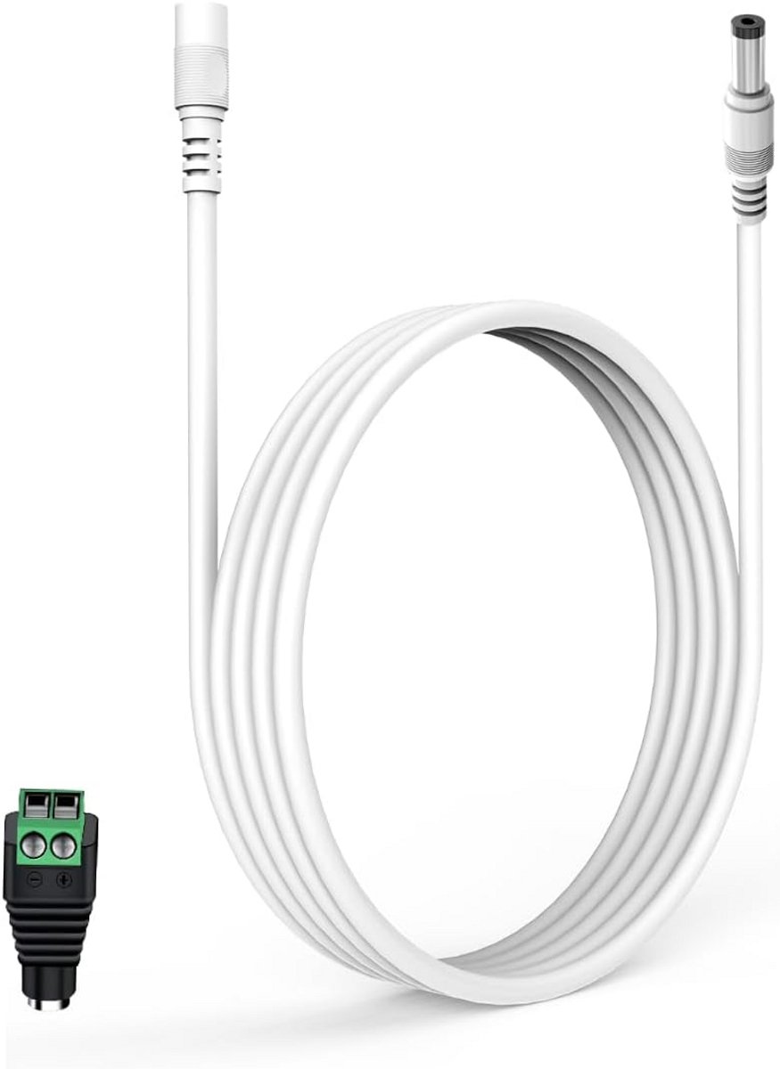10 Meter LED Verlengsnoer - DC 12V Stroomkabel 5.5x2.1mm voor Camera en Verlichting