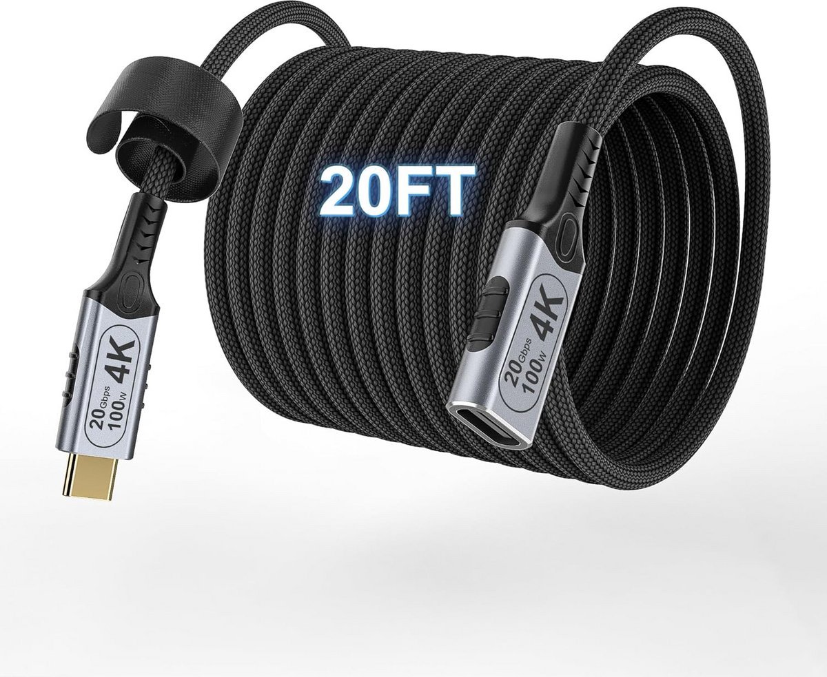 USB-C gevlochten data-verlengkabel 6 meter