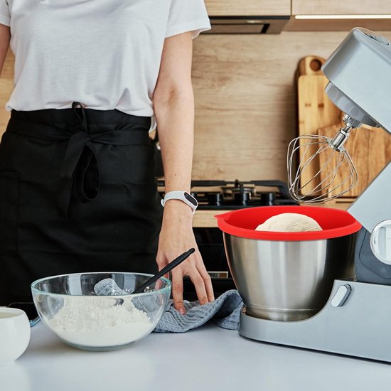 Siliconen Kom Voering - Mixer Inzetstuk Deksel - Keuken Mixen Bereiden - Voedselveilig Kwaliteit Siliconen - 24x23x18cm - Rood — afbeelding 3