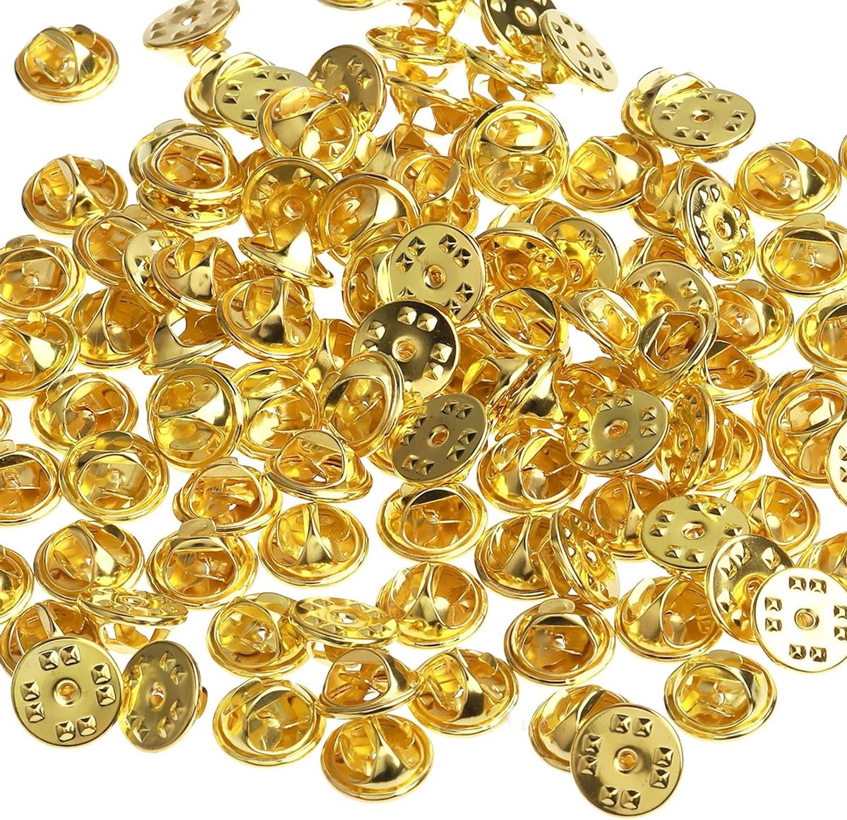 100 Stuks Gouden Achterste Sluiting voor Emblemen en Insignia - Vervangende Klemmen voor Badges, Speldjes en Hoedaccessoires