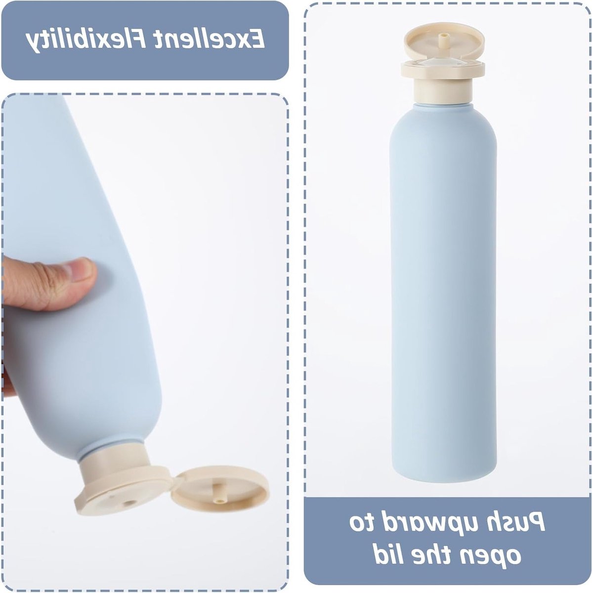 Set van 2 Herbruikbare Squeeze Flessen van 260ml - Lekvrije Reistcontainers voor Shampoo, Crème en Lotion in Blauw en Roze