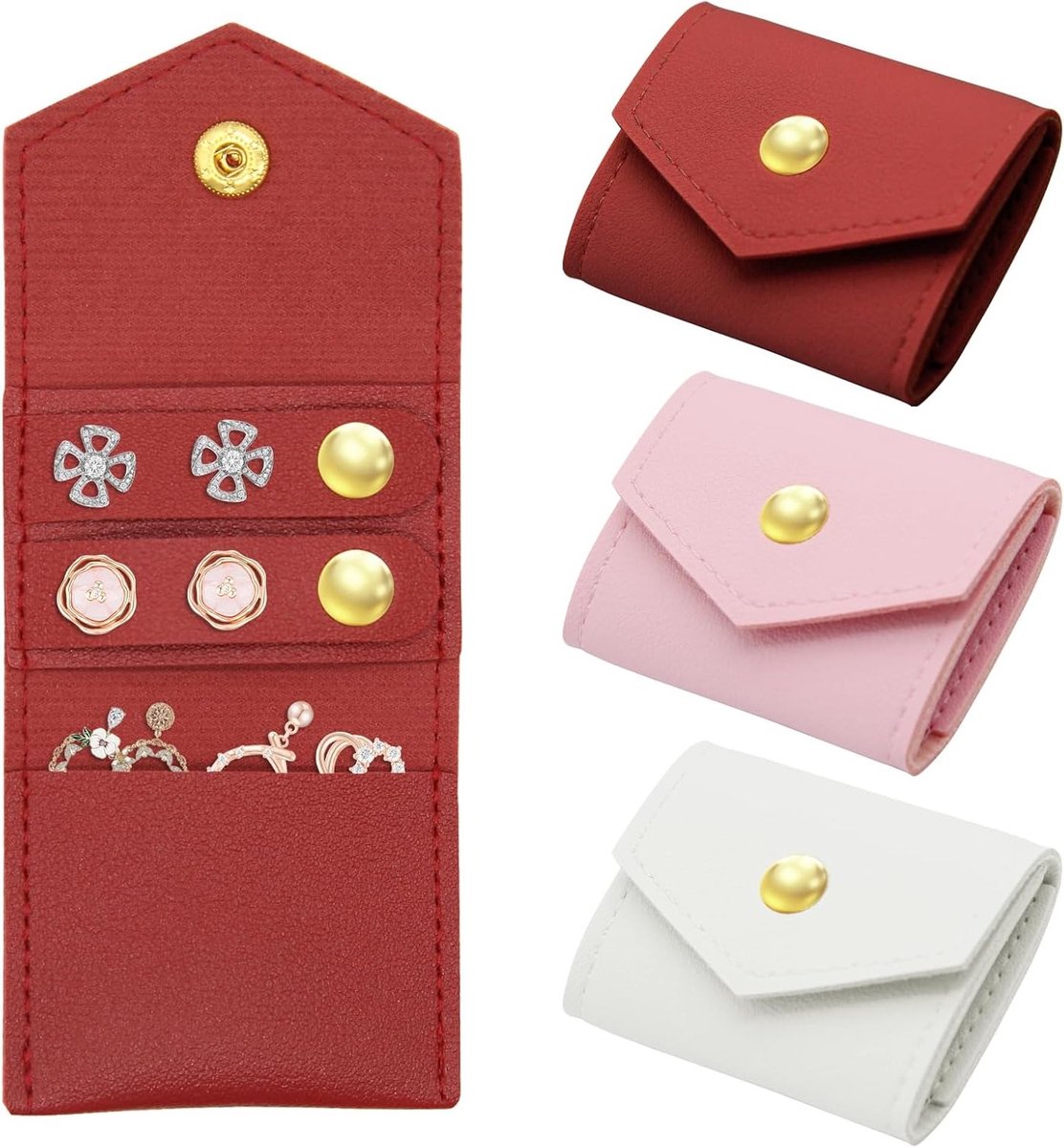 Mini Reistas voor Sieraden - Vouwbare en Draagbare Etui van Premium Leer voor Oorbellen, Ringen en Kettingen