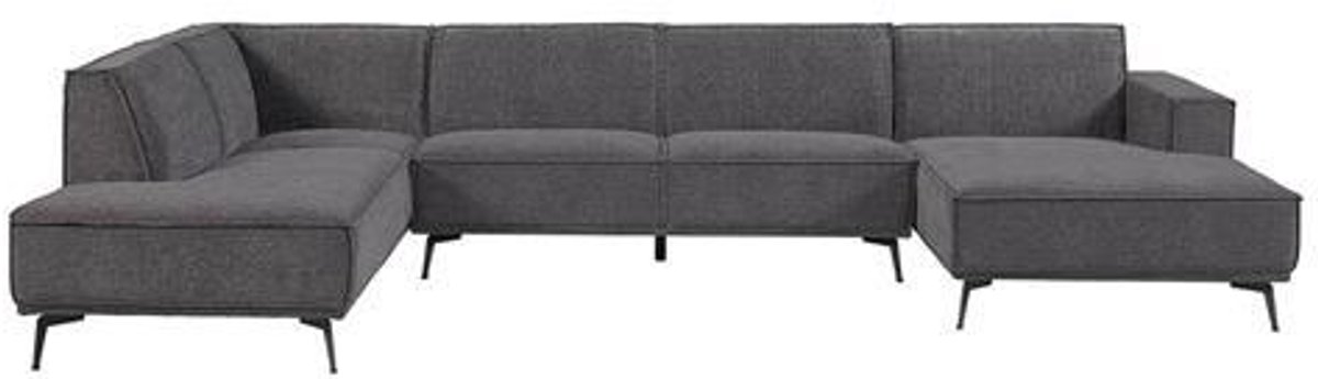 Tower Living - Leeds U-bank, Chaise R + Ottoman L City - Blauw/zwart