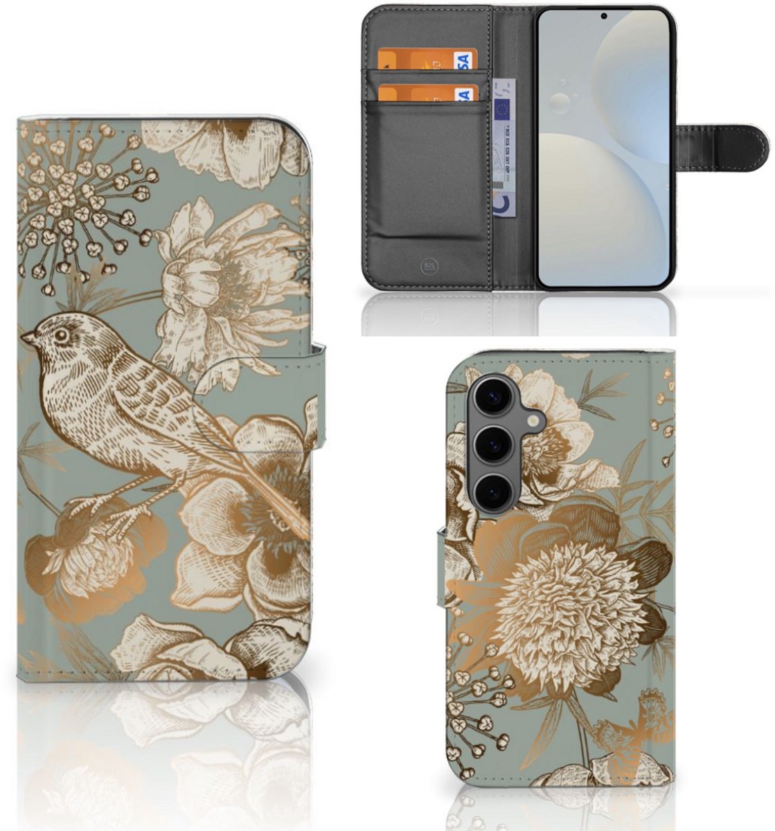 Hoesje voor Samsung Galaxy S25 Vintage Bird Flowers