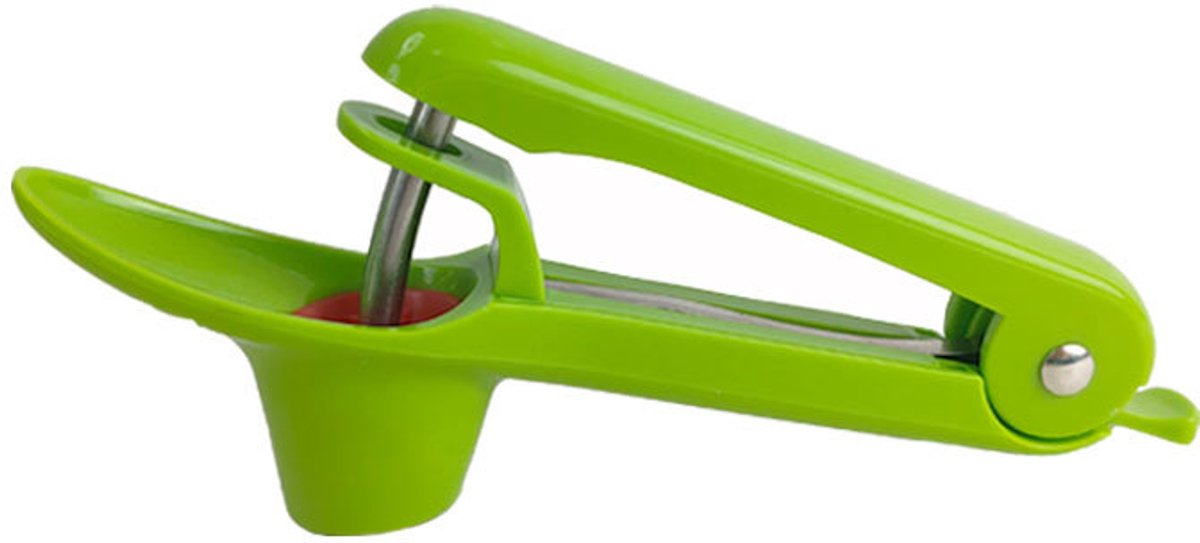 Kersenontpitter, robuuste kersenontpitter, kersenontpitter met ruimtebesparend vergrendelingsmechanisme, kersenontpitter (groen)