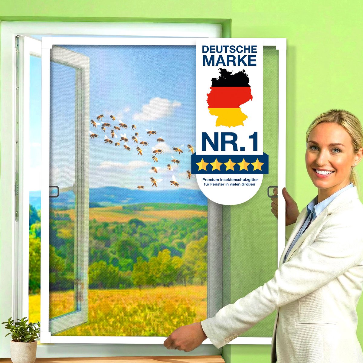 KESSER® Raamhorren voor ramen met aluminium kozijnen Vliegenhorren Vliegenbescherming Insectenwering