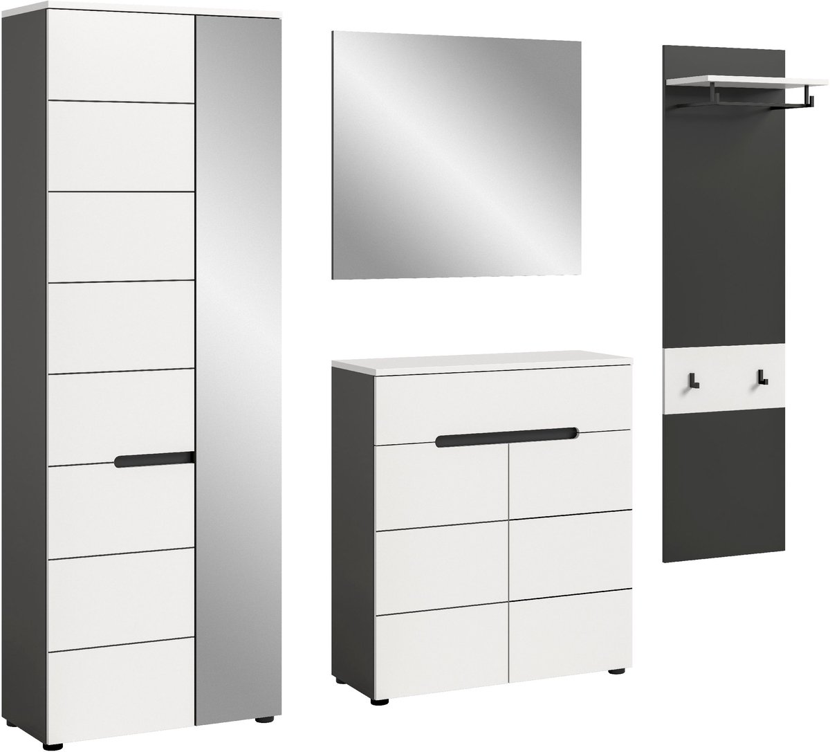 Canu garderobe opstelling C33 wit, grijs.