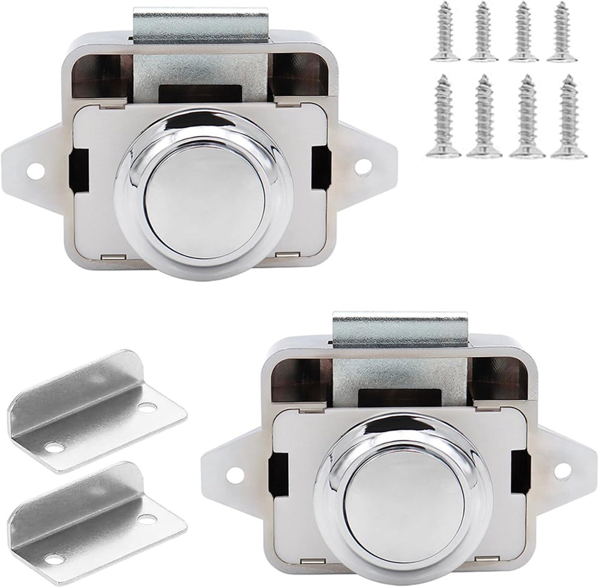 2 Stukken Drukknop Sluiting - Push Lock - Sleutelloze Deurslot voor Keukenkasten - Lades - Motorhomes - Jachten - Botenkajien