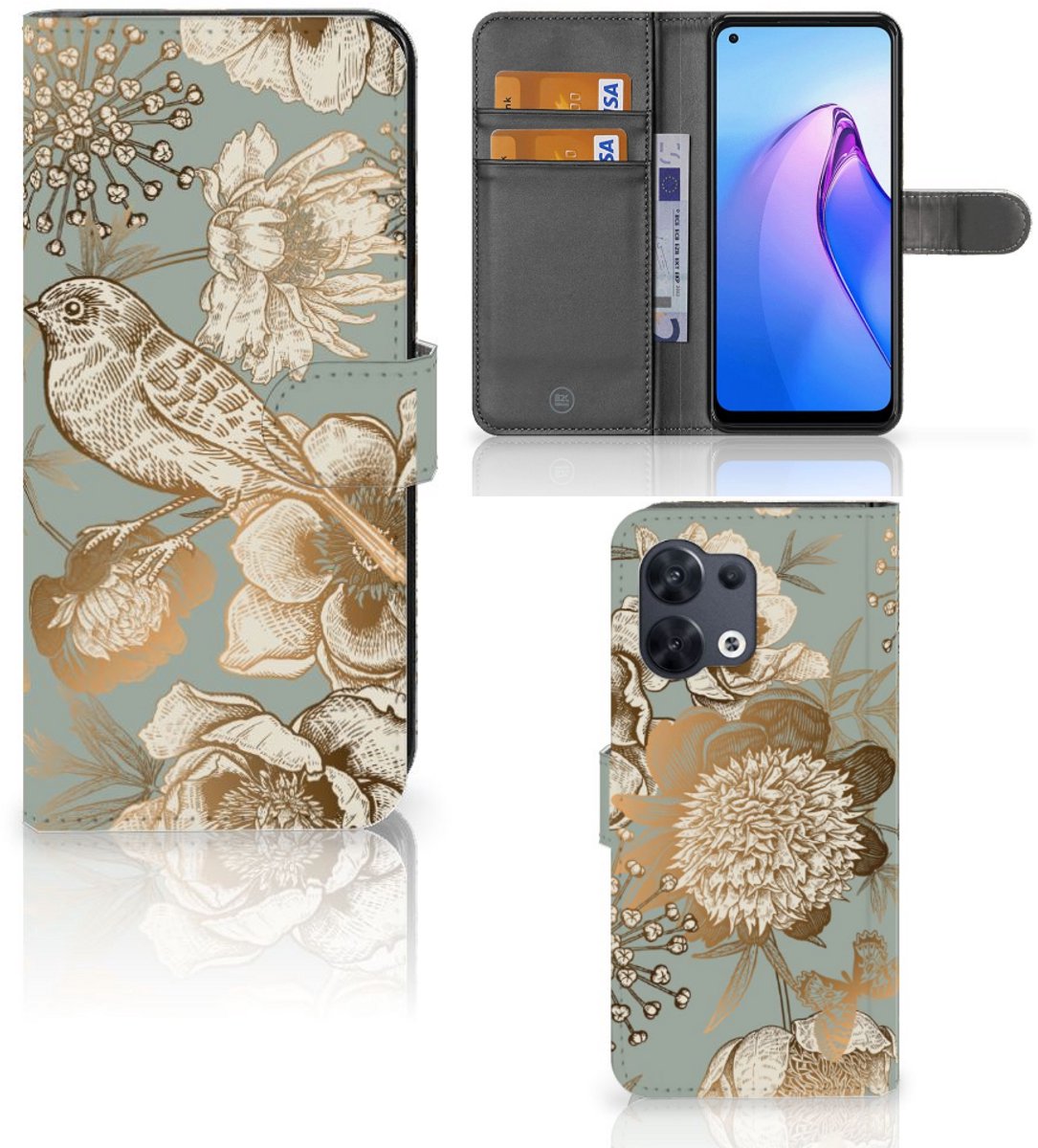 Hoesje voor OPPO Reno8 Vintage Bird Flowers