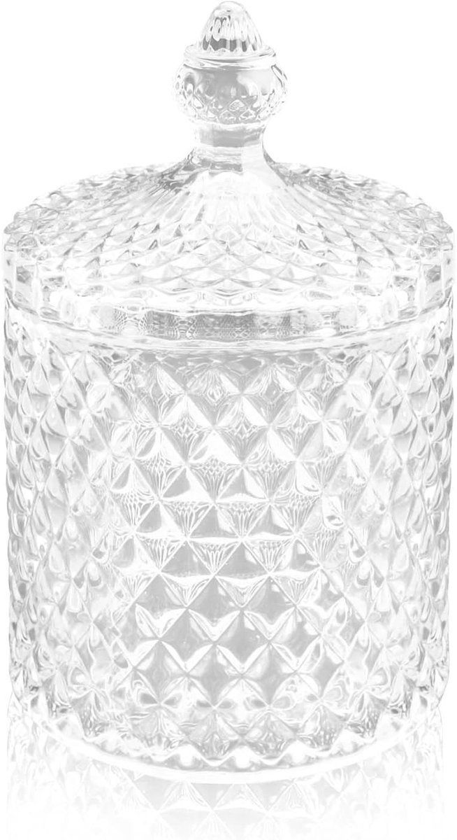 Grote Poeder Puff Container - Herbruikbare Body Poeder Container 10cm - Dikke Glazen Wasbare Kristallen Pot met Deksel voor Vrouwen Meisjes Makeup Sieraden Snoep Doorzichtig