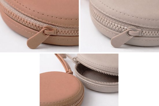 Speen Etui Set van 2 – Siliconen Speenhouder Opberg Etui met Rits – Bruin & Licht Taupe – Voor 2 Spenen of Speenkoord – Waterafstotend – 9 cm — afbeelding 4