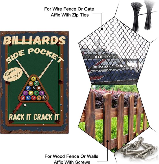 Billiard Metalen Bord - Pool Decoratie - Bar Decoreren - Voorgeboorde Gaten - 20 x 30 cm - Kleurrijk — afbeelding 5